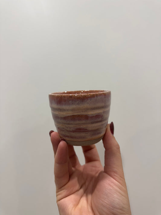 small pink ribbed cup